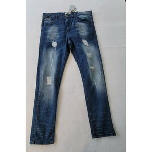 Trestles Supply RippedDistressed Faded Dark‎ Blue MenJeansDenim  38x32 (2) 36x32